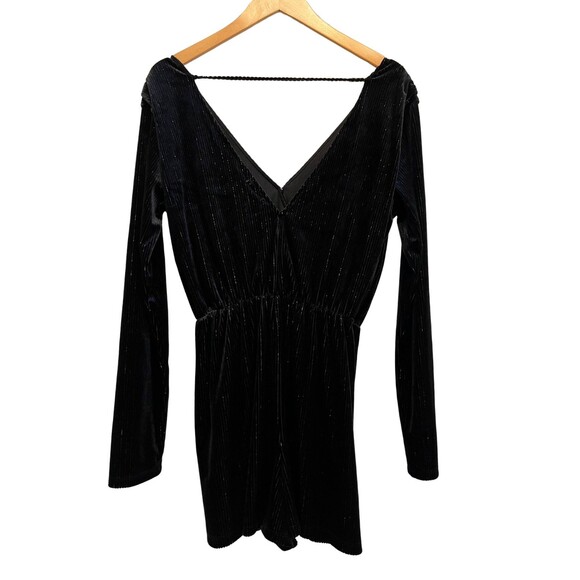 Wild Fable Romper Black Metallic Stripes Long Sleeve V-neck Velvet Sexy Witchy M - Picture 5 of 16